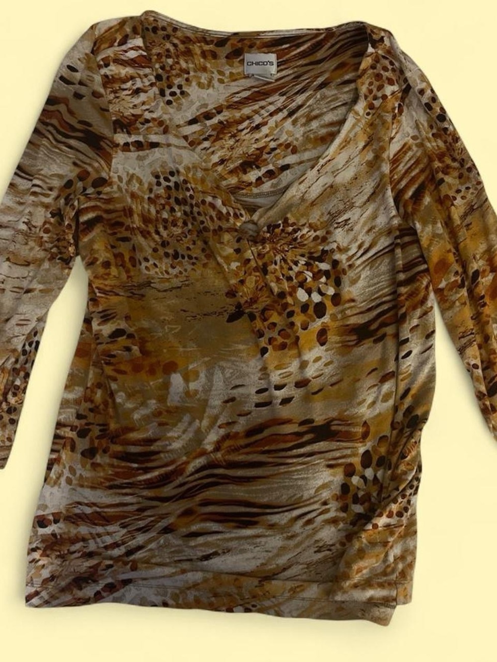 Chicos boho orange animal print top